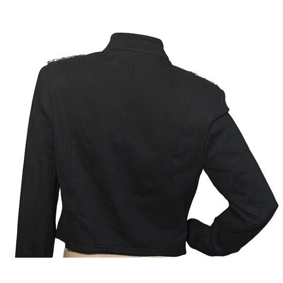 INC International Concepts Black Jacket US M Stones Embellished Military - Picture 2 of 8